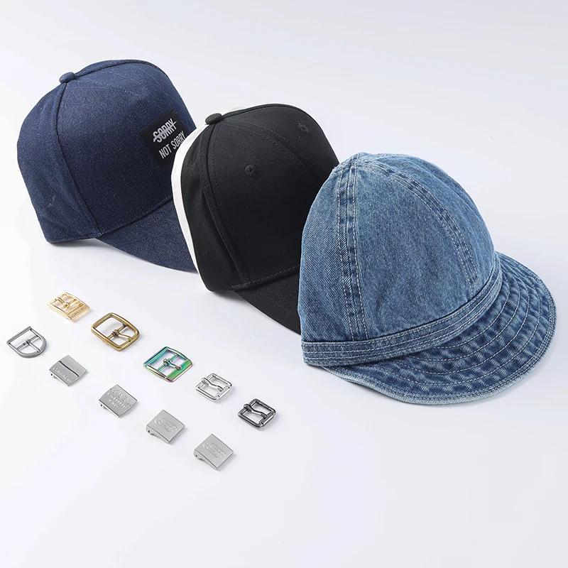 YHG OEM Embroidery Custom Logo 5/6 Panel Waterproof Brass Zinc Alloy Soft Baseball Cap Tail Clamp Pin Buckle for Clothing