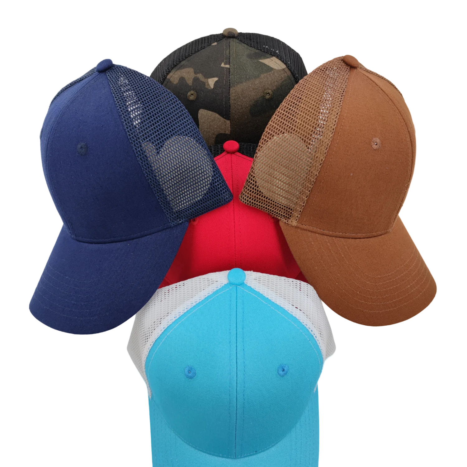 Wholesale Custom Design Your Own 3D Embroidery Logo 6 Panel Mesh Trucker Caps Hats Mesh Trucker Hat