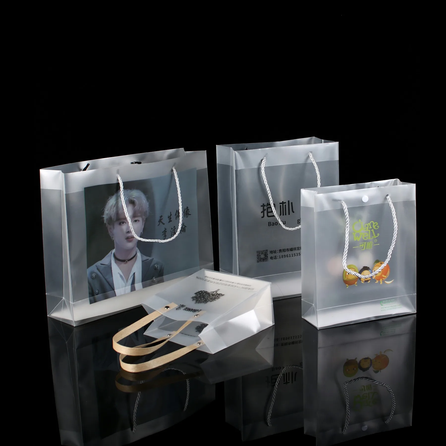 custom made shopping transparent mini handbag