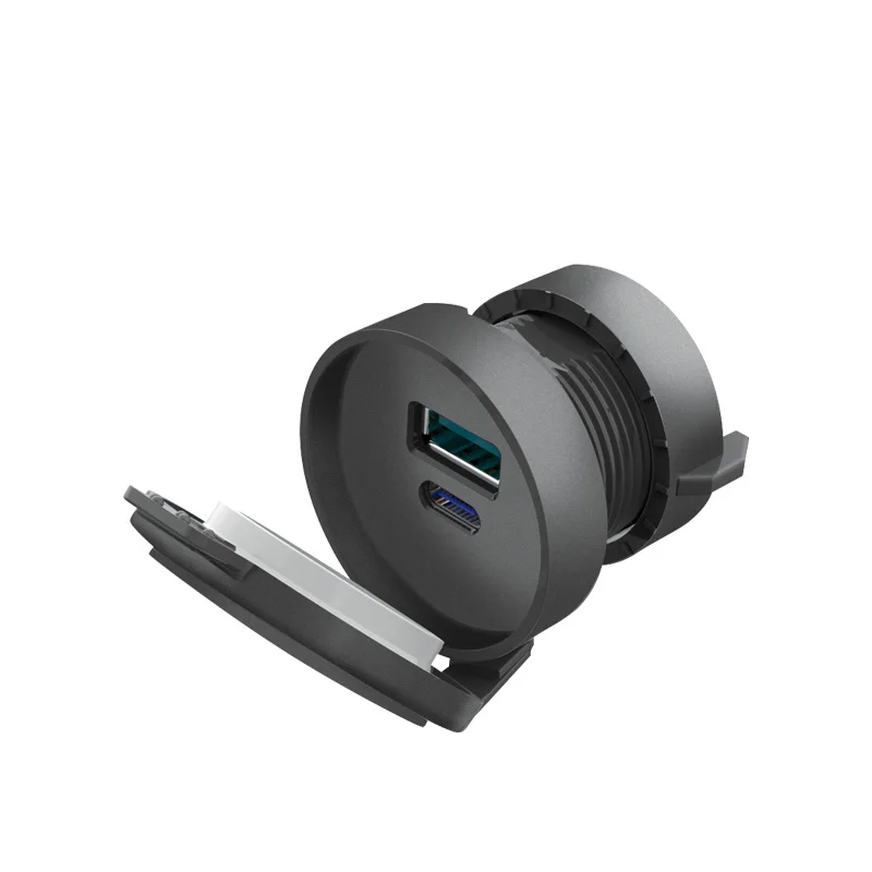 Car Refitted Usb-A C Port Pd Pd Fast 12/24V Quick Charge 3.0 Dual Usb Socket Motorcycle Vehicle 12V Usb Outlet With Cover