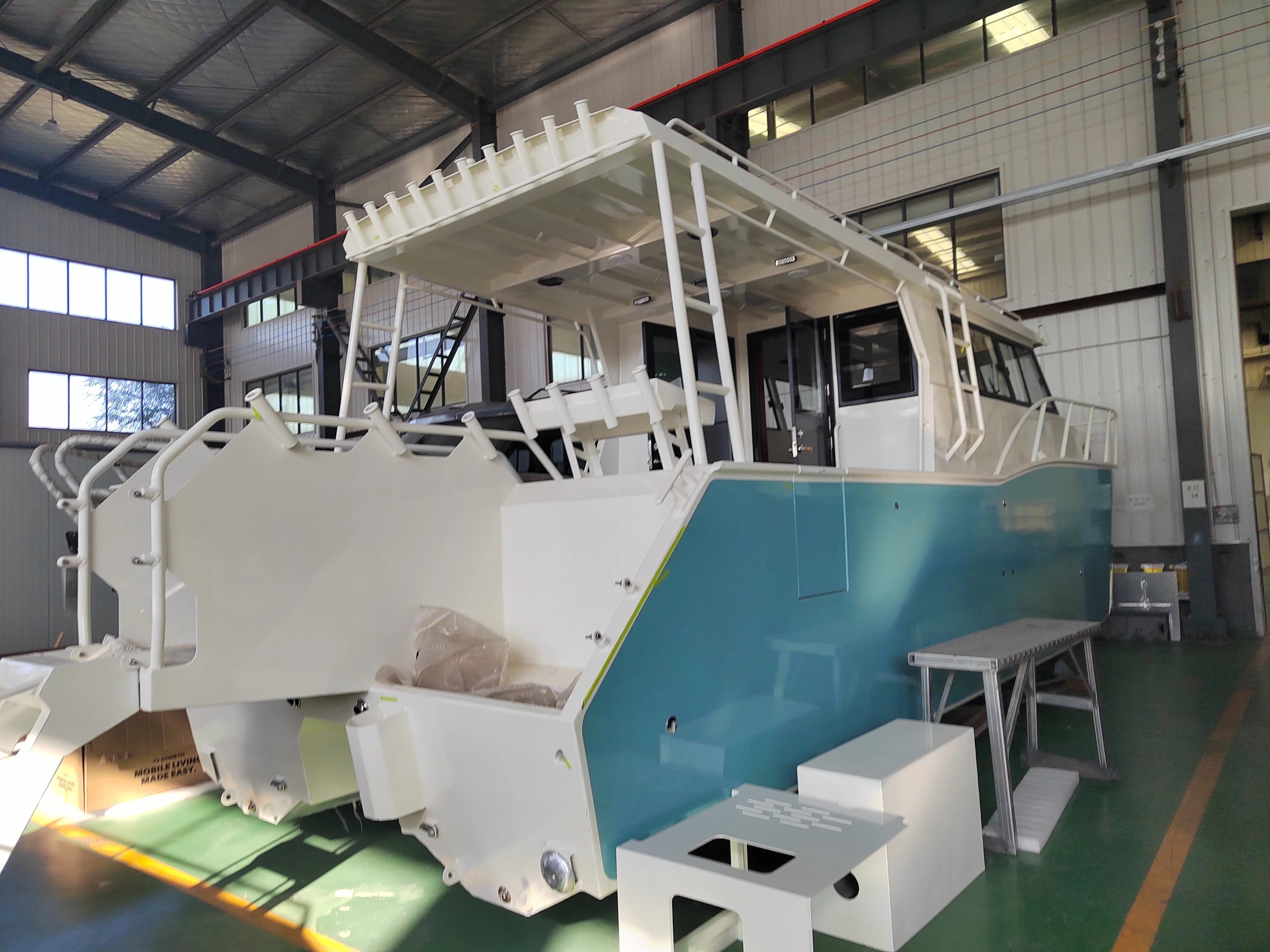 9.7m catamaran welded aluminum fishing power boat cruiser with cabin for sale