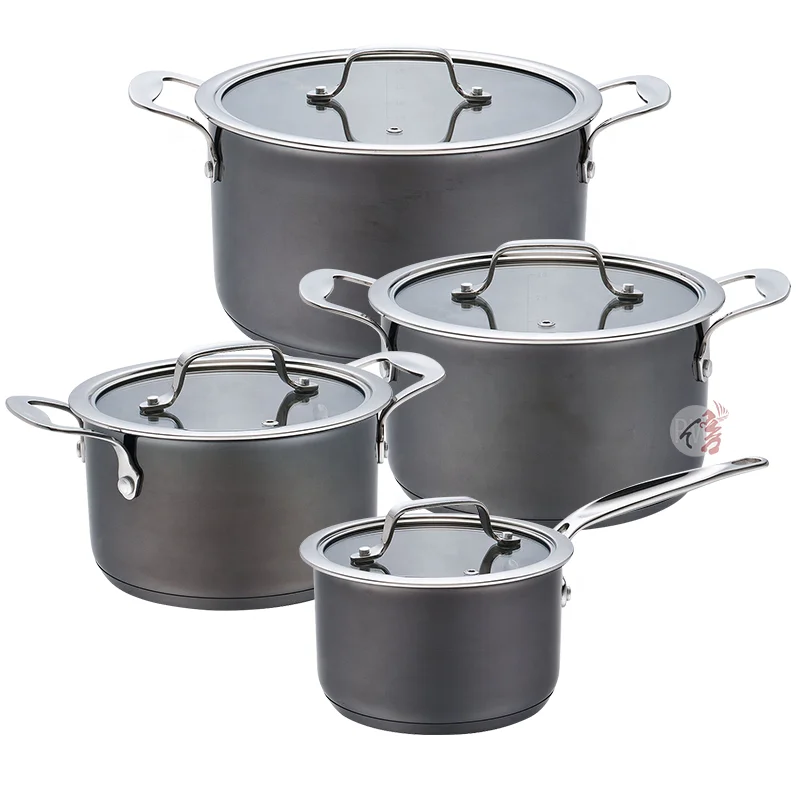 Wholesale customization kitchen pots and pans 8pcs stainless steel nonstick cookware set