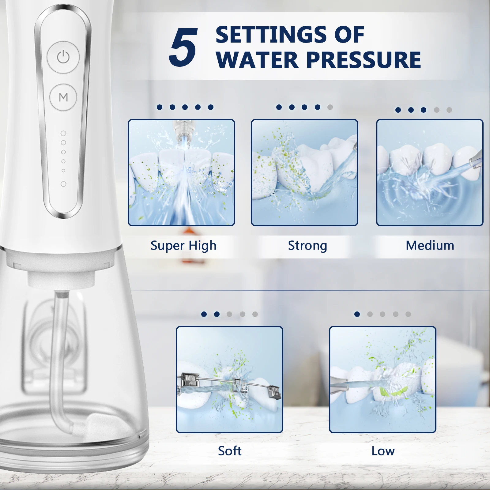 H2ofloss Adjustable Water Tank Electric Oral Irrigator Dental Water Toothpick Flosser For Travel Home water flosser