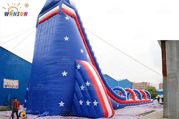 Amusement Outdoor Giant Customize Inflatable Water Slide American flag giant slide