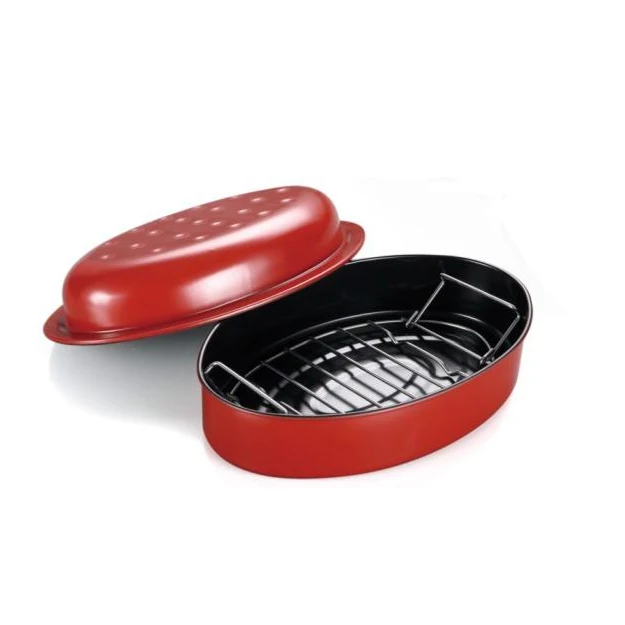 Oval Roaster Multifunctional Fish Steamer Roasting Pan w/ Lid