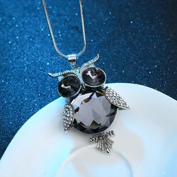 Autumn winter fashion temperament owl sweater chain crystal joker long necklace pendant