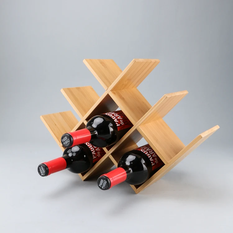 Eco-friendly Bamboo Wooden Stackable Wine Bottle Rack Free Standing Wine Storage Racks