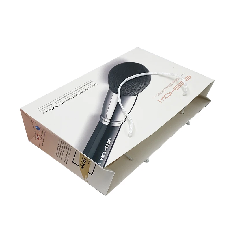 Recyclable custom logo recyclable white glossy shopping paper bag printed gift jewelry cosmetic packaging paper bags