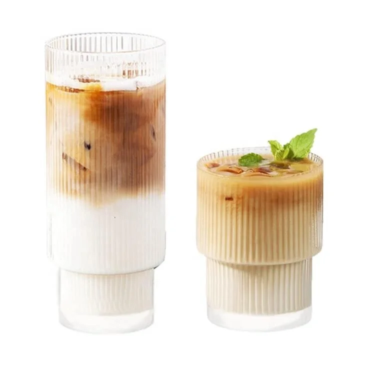 Полосатая стеклянная чашка-элегантный бокал для коктейля кофе со льдом и сокового напитка с характерным узором