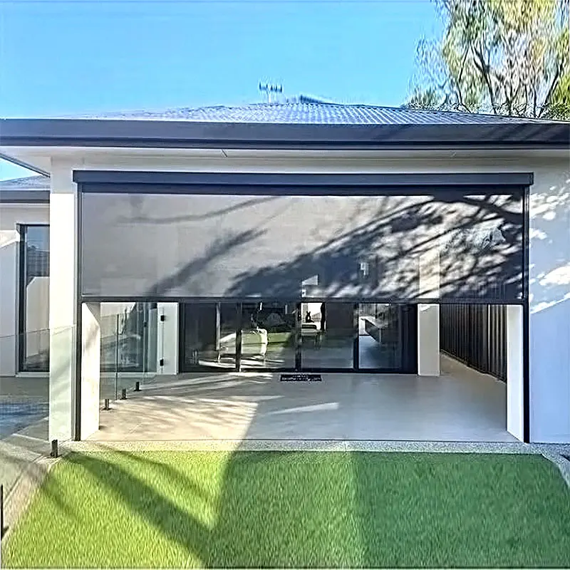 Outdoor Garden Balcony Electric Waterproof Roller Shutter Windproof Industrial Sunscreen Blackout Motorized Patio Roller Blinds