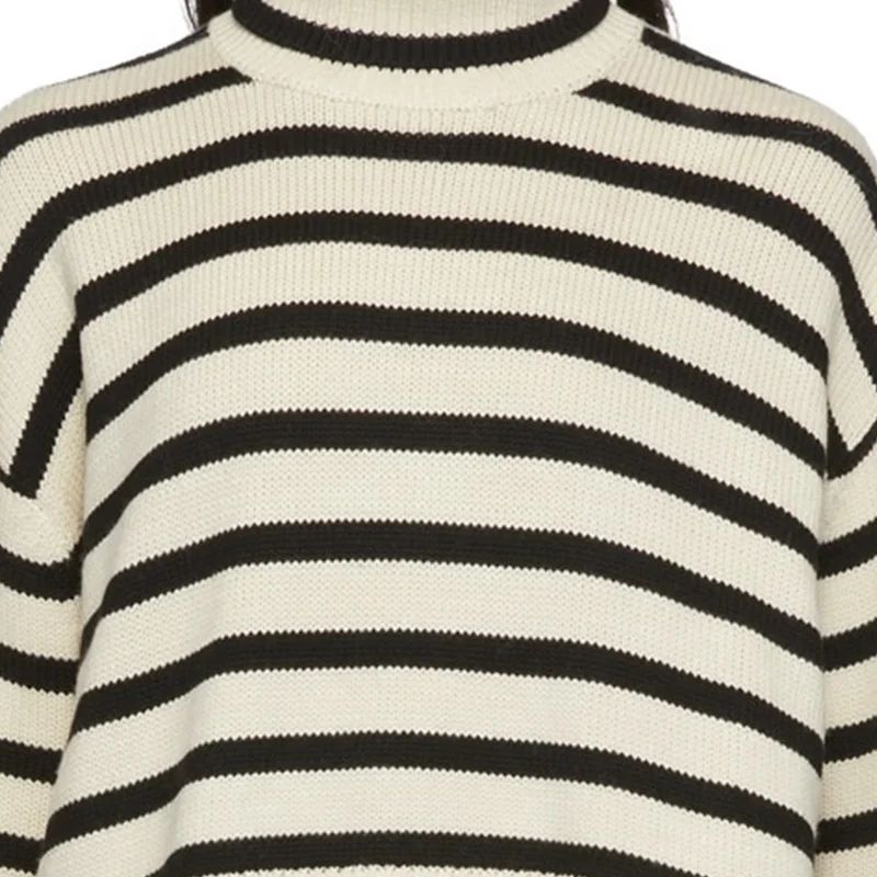 Manufacturer flared sleeve white striped sweaters for women patchwork high neck women pullovers long collar lapel women sweater