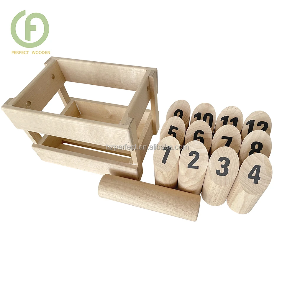 Customized wooden finish skittles set for outdoor Yard Game set