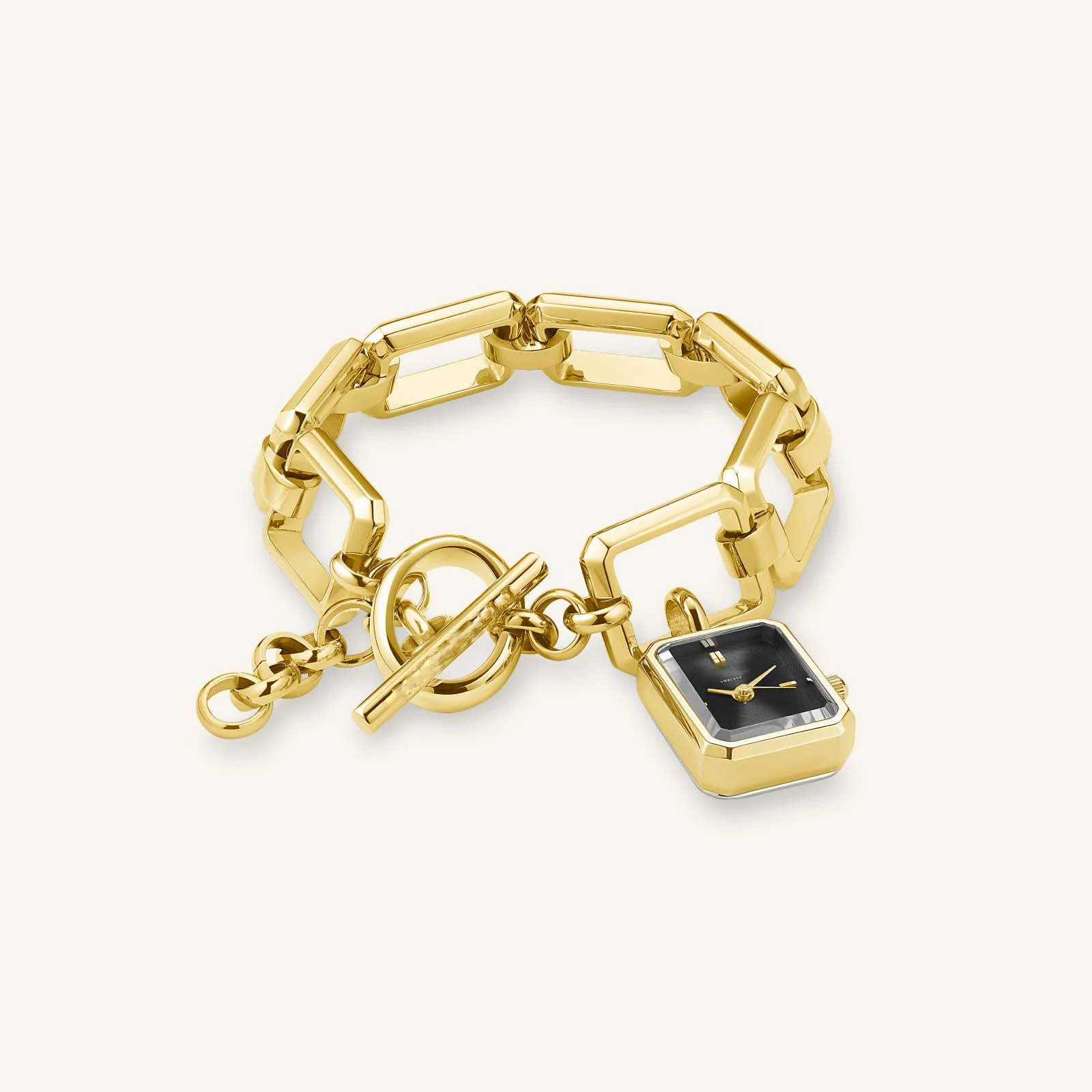 18K Gold Plated Stainless Steel Lady Watch CZ Link Chain Women Quartz Watch Bracelet Watch Pendant Jewelry Gift