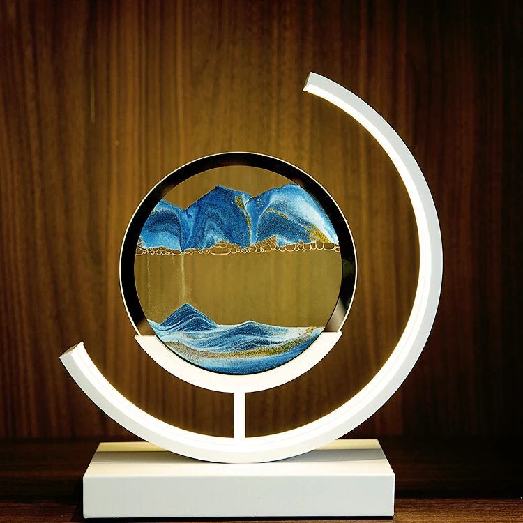 2022 modern battery home decor glass lamp 3d hourglass bedside table lamp