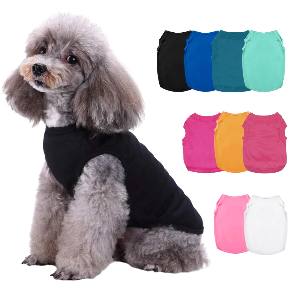 Wholesale 11 Colors Summer Dog T Shirts 100% Cotton Pet Blank Tshirt for Dogs and Cats
