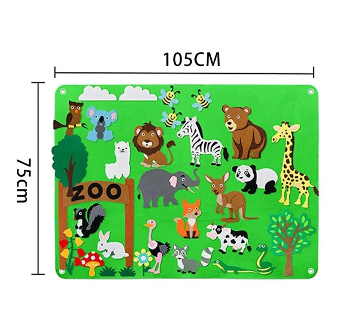 DIY Felt Board Toys Toddler Montessori Story Board Farm Animals Cartoon Pattern Wall Decoration Baby Early Learning Toys