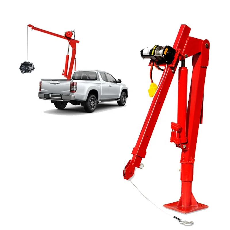 Heavy Duty Folding Boom Small Portable Telescopic Mobile Crane Hydraulic Pickup Truck Crane With Hand/electric Winch - 2000-Lb