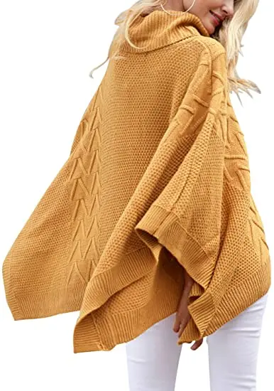 
unique high collar bat sleeve asymmetric knitted Cape oversized sweater Pullover winter sweaters women 