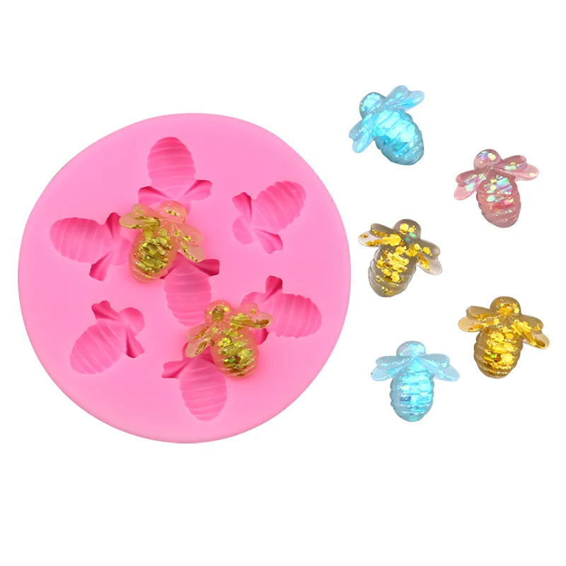 233 7 hold cute small bee shape silicone chocolate resin mold diy hand make children clay mold reused cake decoration baker tool