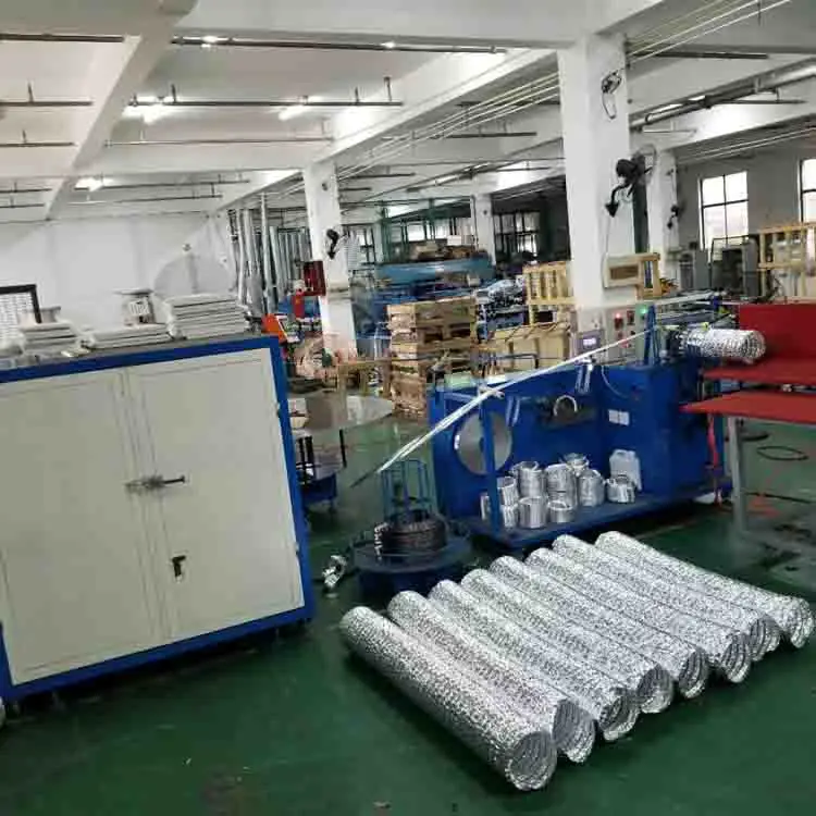 HVAC Ventilation Wire Reinforced Aluminum Flexible Duct Making Forming Machine For Insulated PVC And PET Pipe
