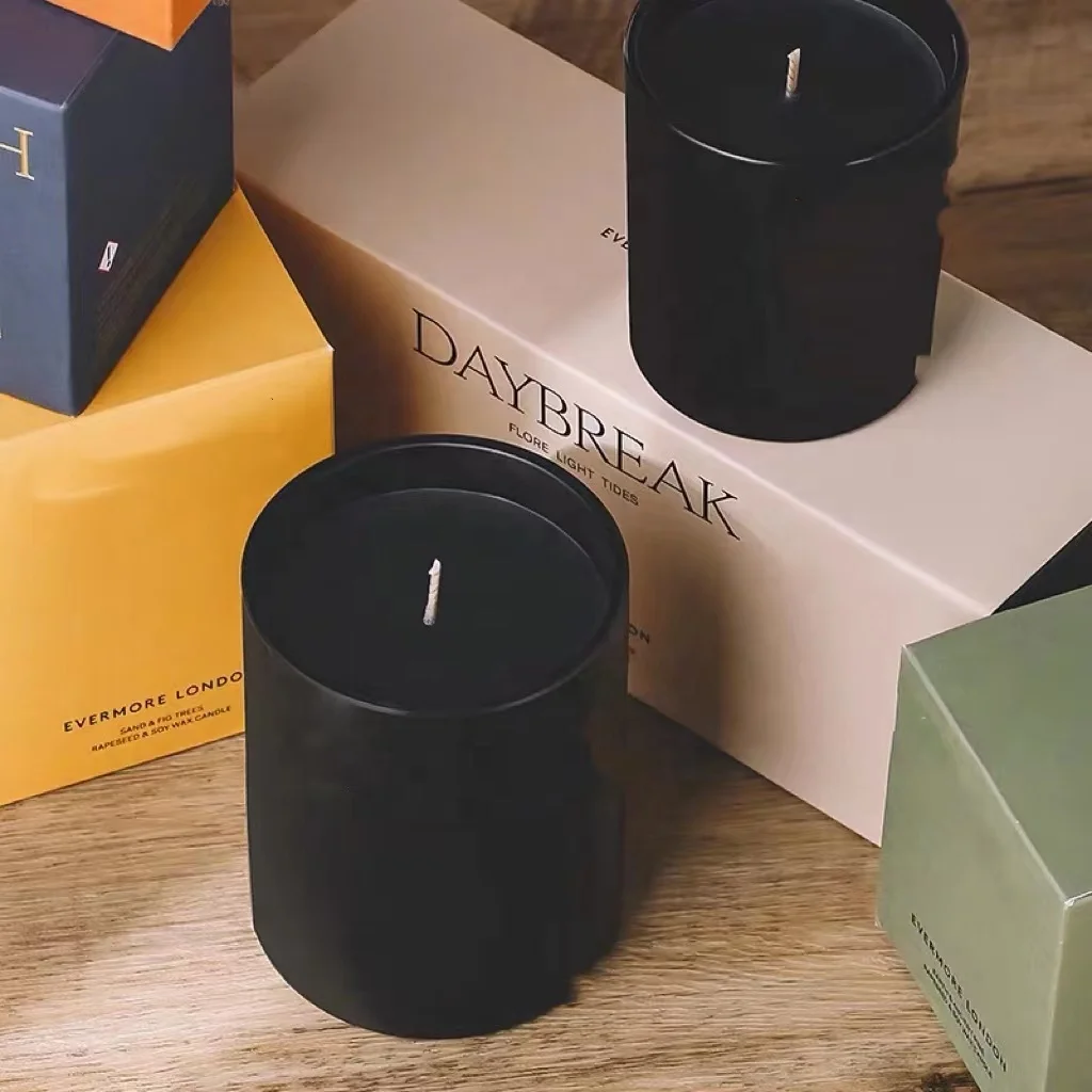 High Quality 12Oz 16Oz Glossy White Empty Glass Candle Vessels Jar Custom Label And Logo Candle Container With Box