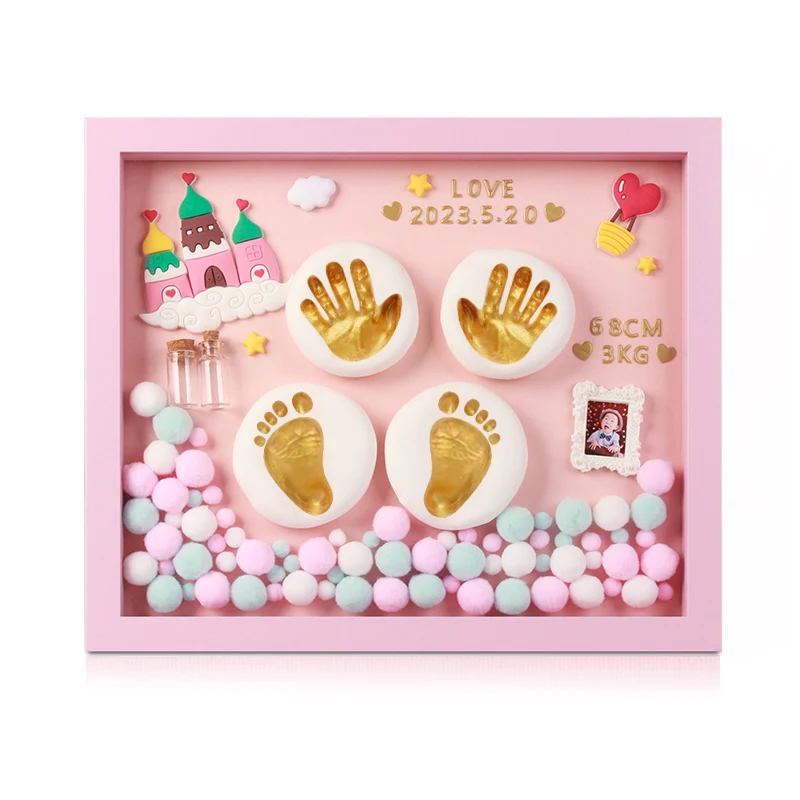 Factory Outlet Baby handprint footprint Diy baby souvenirs clay Baby hand and footprint kit with photo frame