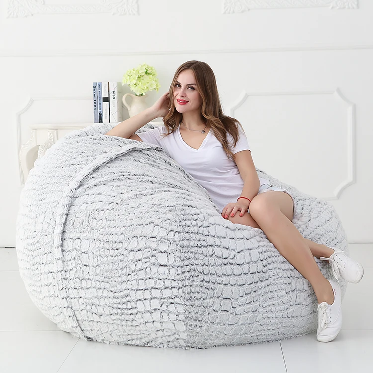 2021 Family game style oversize plush faux fur foam sofa sack indoor chair sofa set furniture living room foam stuffed lounger
