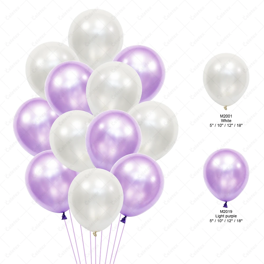 Latex Party Balloons 12inch Party Event Decorations Metallic Pearl Purple White Color Globos Biodegradable Thick Latex Balloons