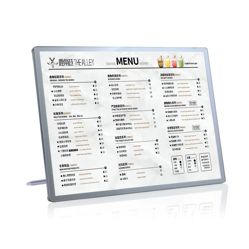 Pull-out Picture Menu Board Super Slim Light Box with Supporting Nails Illuminating Tempered Glass Poster Frame