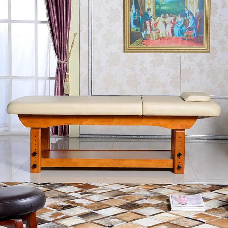 Electric beauty bed wooden frame facial treatment  adjustable massage table with one motor  for spa salon