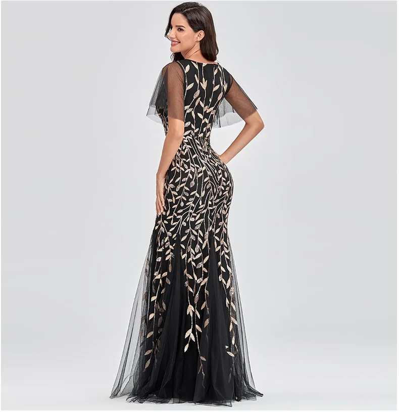 Women prom dresses floral sequin wholesale evening party dress mother of the bride dresses