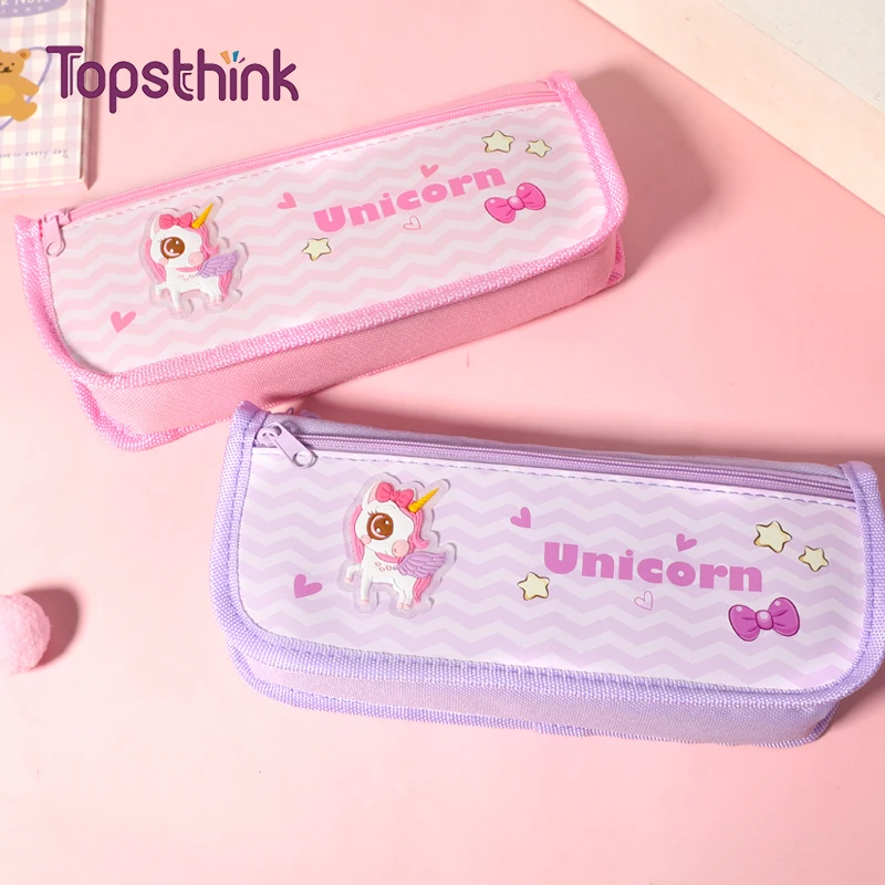 Topsthink Fresh Style Unicorn Series Pencil Case Office Stationery and School Supplies High Capacity Pencil Bag