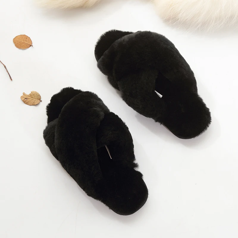  Женские роскошные и удобные меховые тапочки женские зимние с открытым носком из искусственного