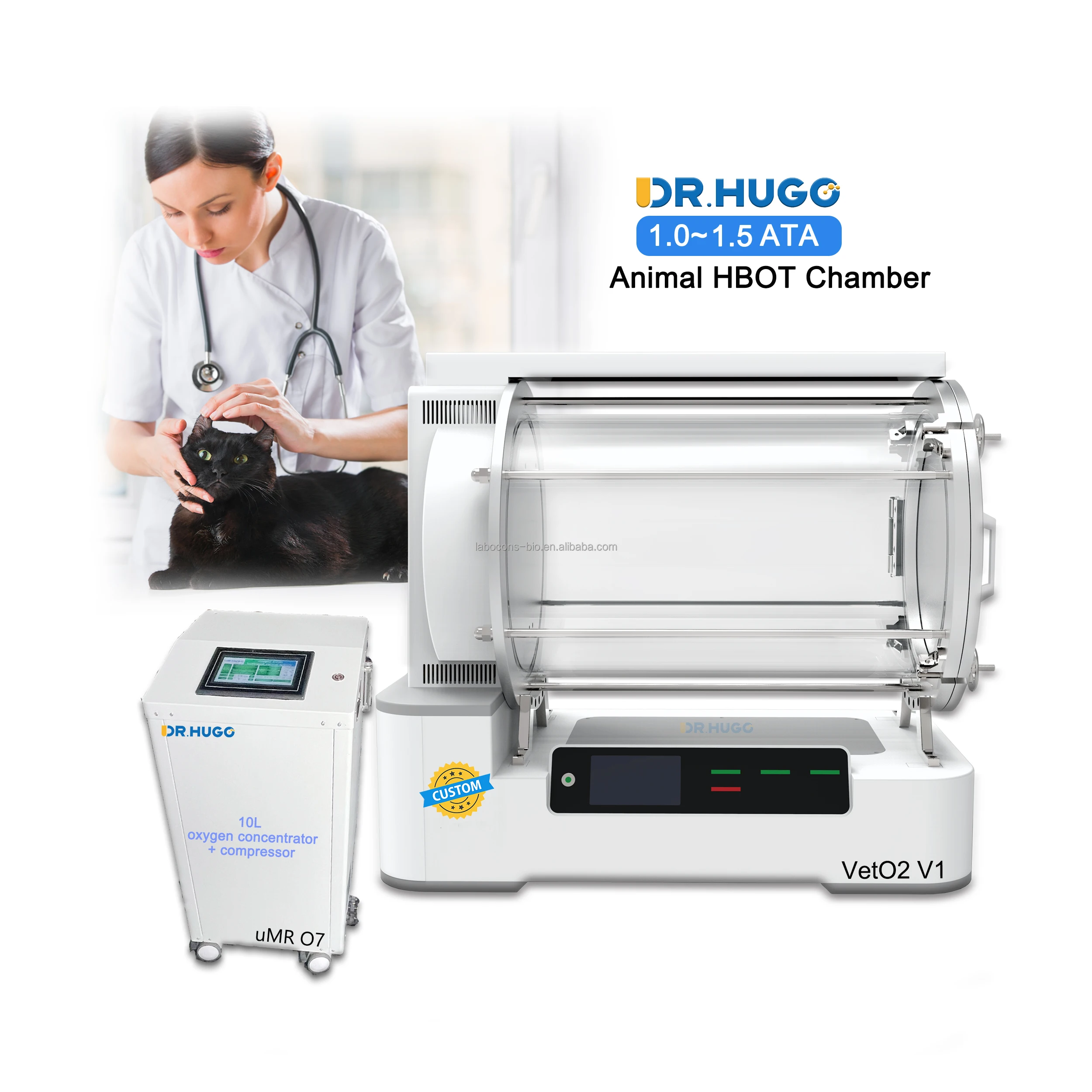 HUGO VetO2 V1 горячая Распродажа 1.5Ata Camara Hiperbaric животные кислородные камеры для терапии Hbot pet Гипербарическая Кислородная камера