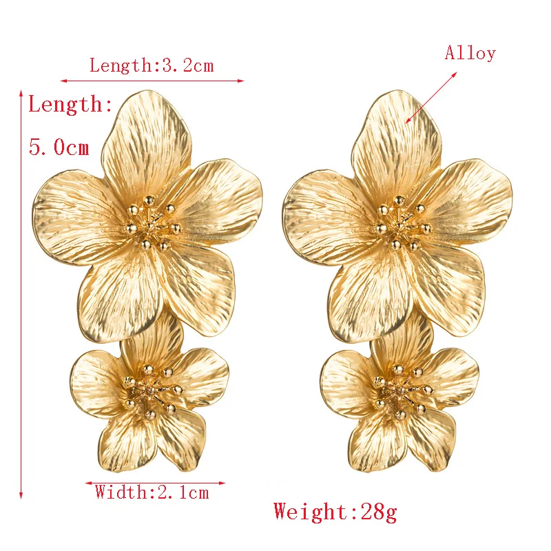 ce0523 Hawaiian Jewelry Wholesale Fashion Abalone Gold Metal Flower OEM Earrings Summer Jewelry