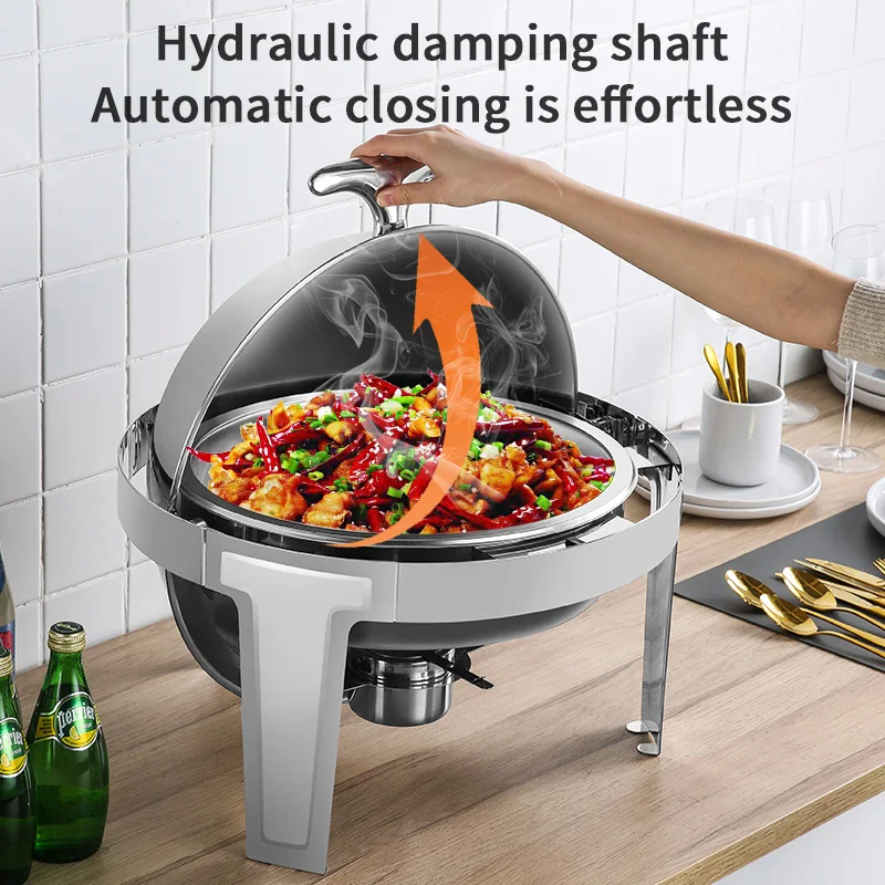 round electric stainless steel visual equipment food warmer chafing dish buffet set for catering