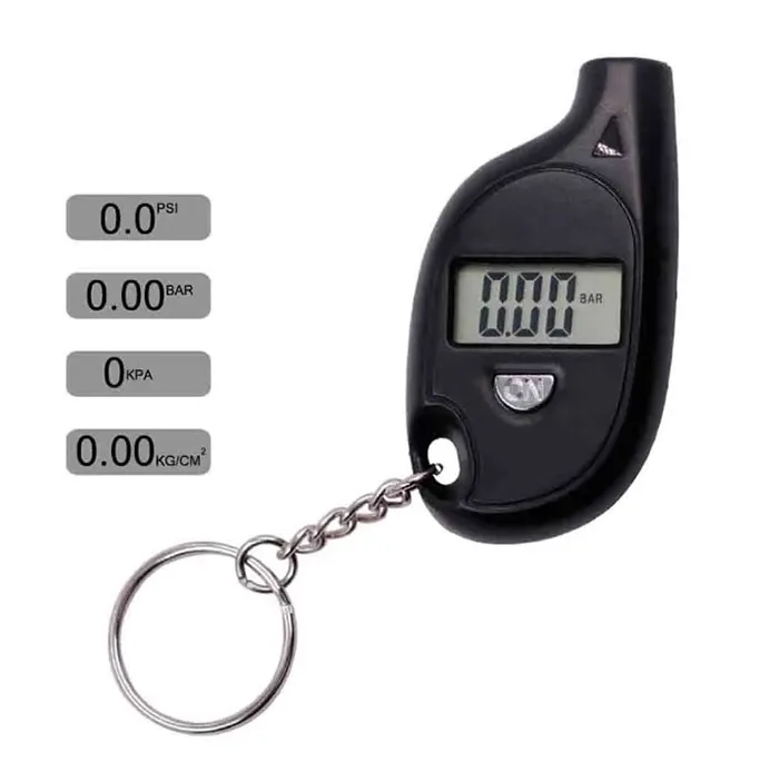 Mini Keychain Style Tire Gauge Digital Lcd Display Car Tire Air Pressure Tester Meter Auto Car Motorcycle Tire Safety Alarm