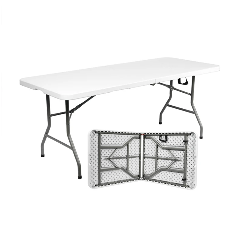 Patio Party Outdoor Lightweight Waterproof White 72 Inch 6ft Folding In Half Rectangle Outdoor Plastic Folding Table