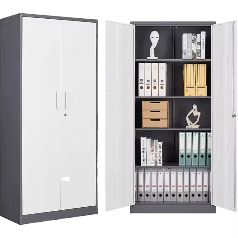 Office Steel 2 Doors Filing Cabinet Metal Storage Cupboard With Adjustable Shelf Double-door Documents and