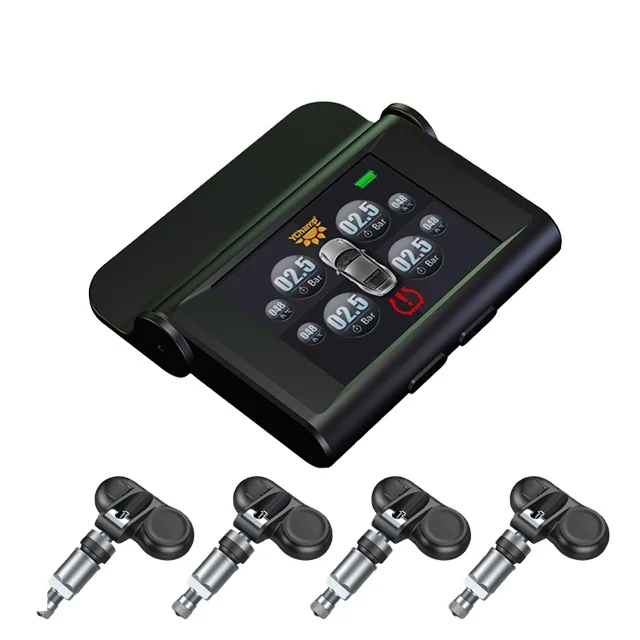 Car Tpms Tire Pressure Monitoring System Solar Charging Hd Digital Lcd Display Auto Alarms Wireless External Sensors Tpms