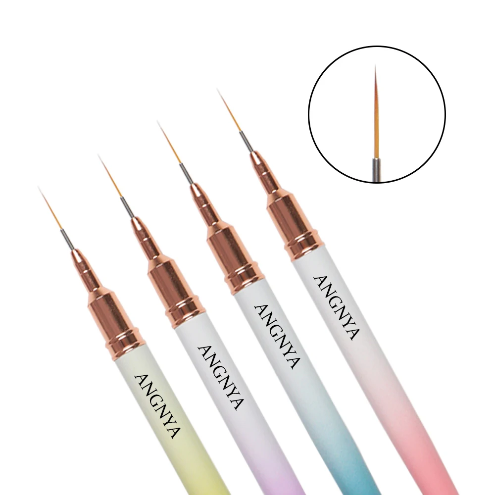 2023 Custom Logo OEM Pink Metal Handle Manicure Art Pure Kolinsky Hair Gel Brushes Sable Linework Detail Brush Nail Liner Brush