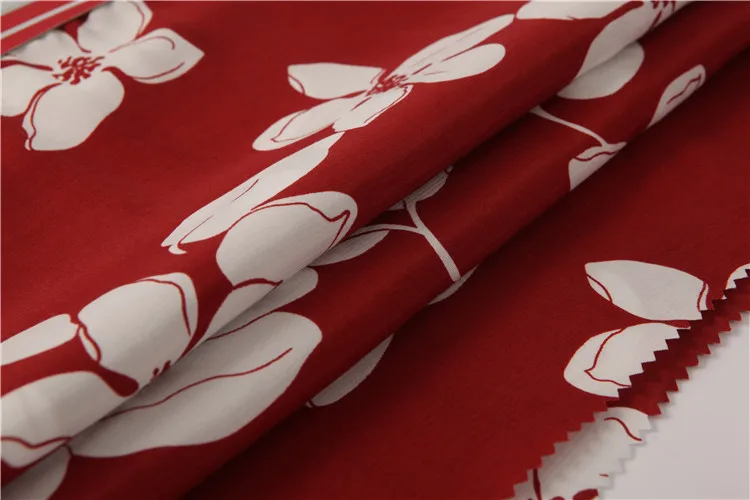 wholesale luxury stretch soft garment clothing red floral printed crepe fabric
