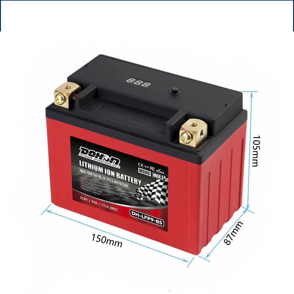 LFP9-BS Высококачественная аккумуляторная батарея 12 В Ач срок службы PO4 для запуска мотоцикла