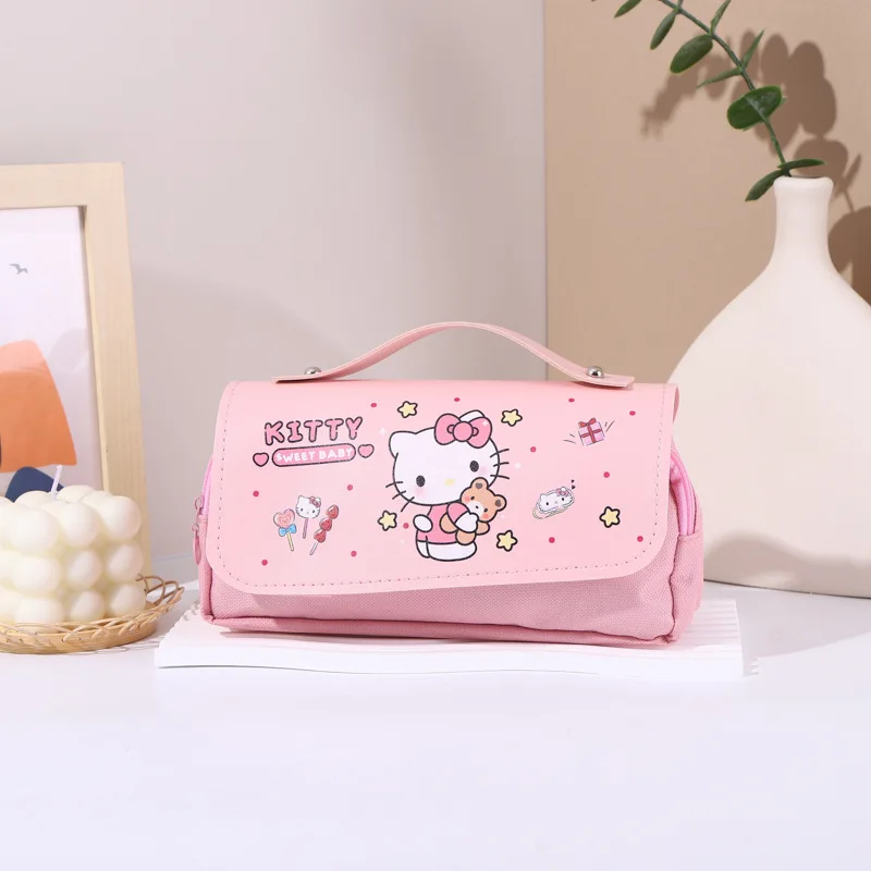High Quality Sanrioo pencil case Large Storage Multi-stratification Cartoon Peripheral Hello a kitty School Students Pencil Box