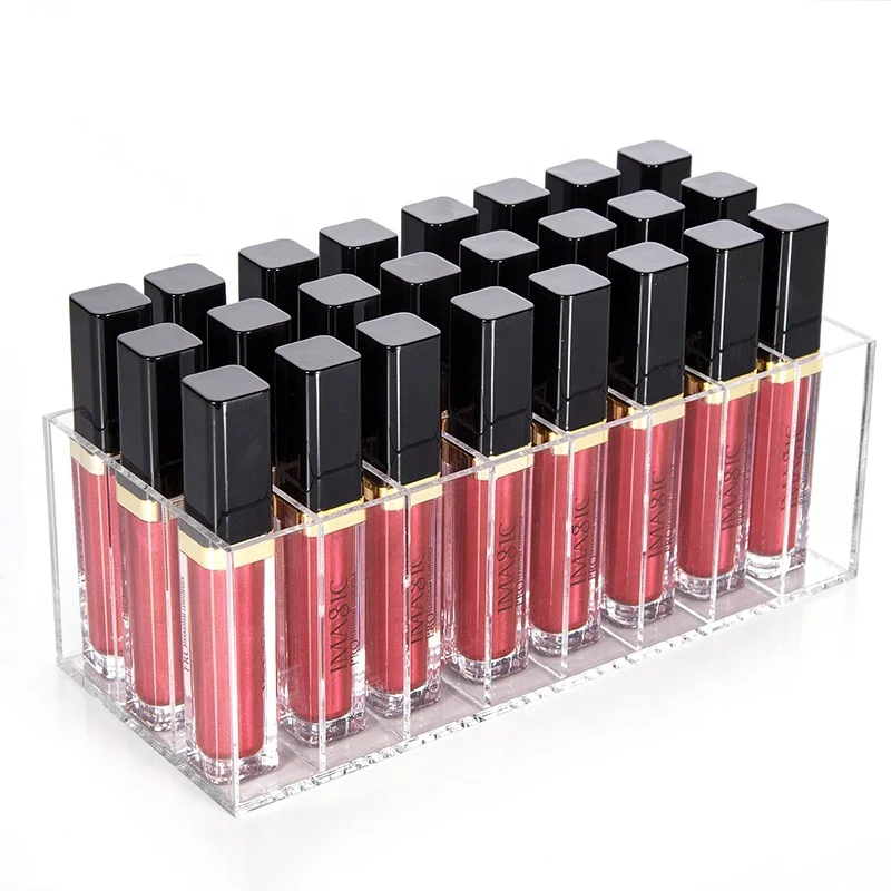 24 Grid Acrylic Lip Balm Organizer Plexiglass Lipstick Display