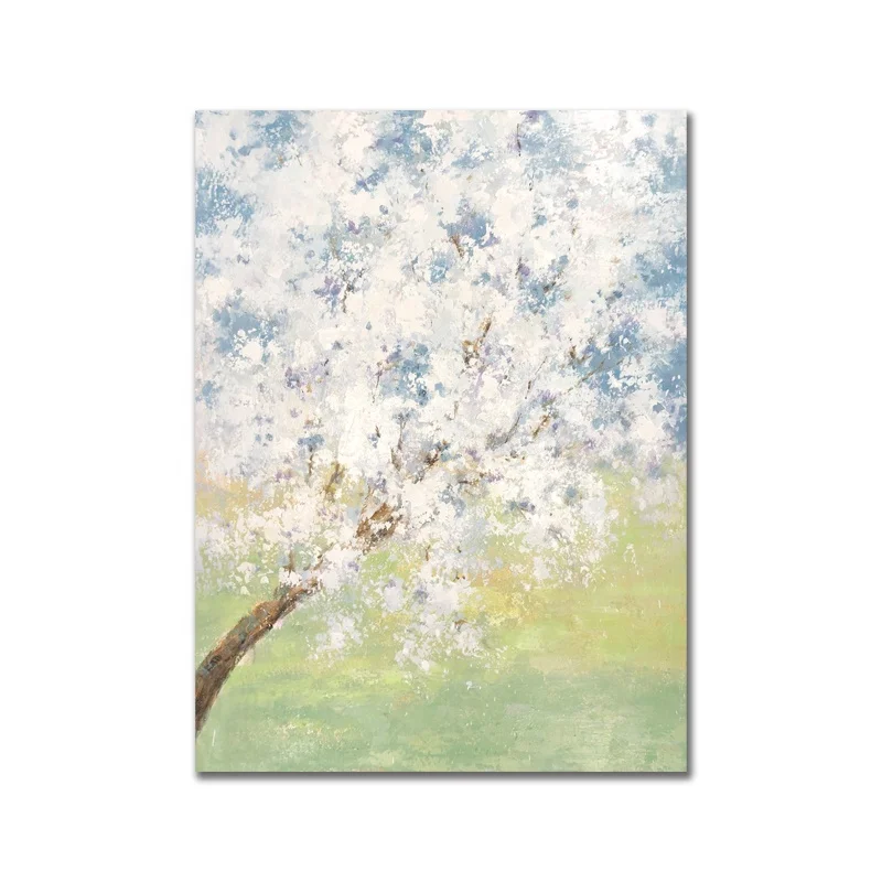 Custom Hand-painted Art Original Canvas White Flower Oil Painting for Bedroom Wall Decor