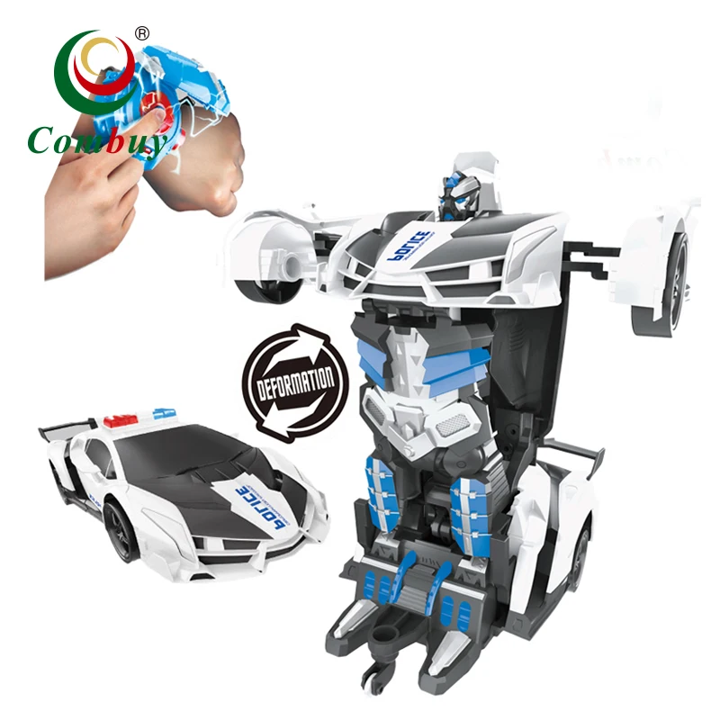 Watch control one-Key deformation boy gift rc robot toy car
