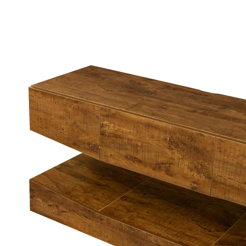 high quality modern classic oak tv console unit stand floating corner cabinet with led light wood display living room furniture