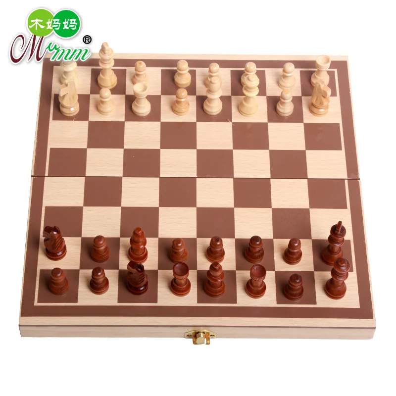 Folding Bamboo Box Travel Mini Chess Board Pieces Wooden Chess Set Board Chess Games