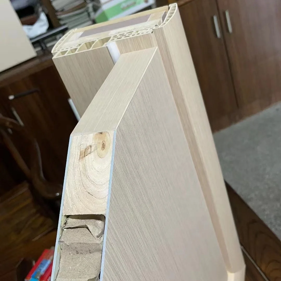 WPC door assembled tech veneer  Wood Plastic Composite Door for Room Interior